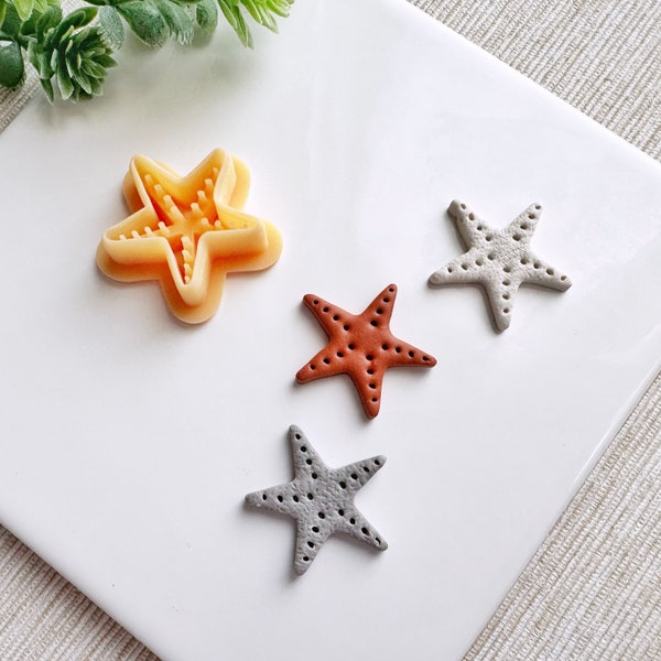 Starfish Summer Clay Cutter, Fish Summer Polymer Clay Cutter, Cookie & Fondant Cutter, Sea Life Embossing Summer Cutter for Clay