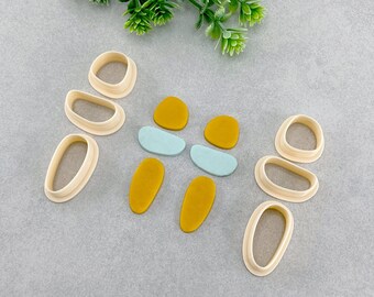 Organic Clay Cutter Set, Pebble Dangle Earring Polymer Clay Cutter, Round Abstract Clay Cutter, Set of 3 or 6