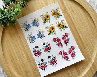 Flower Sheet #2 Floral Clay Transfer Sheet, Water Soluble Transfer Paper, Polymer Clay Image Transfers