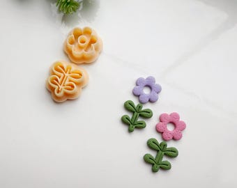 Daisy Clay Cutter Set for Polymer Clay, 2 Piece Floral Flower and Stem Jewelry Tools