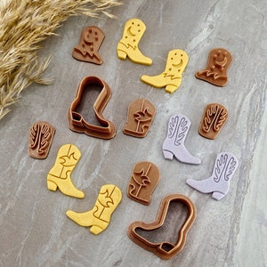 Cowboy Boots Clay Cutter Set with Stamps, Embossing Boots Polymer Clay Cutter, Cookie & Fondant Cutter | SunflowerBlossomsB Collab