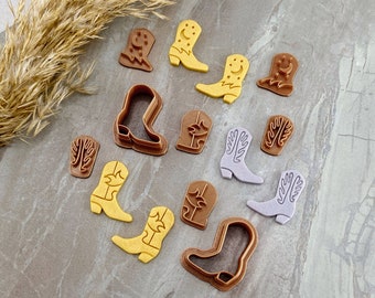 Cowboy Boots Clay Cutter Set with Stamps, Embossing Boots Polymer Clay Cutter, Cookie & Fondant Cutter | SunflowerBlossomsB Collab