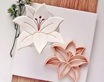 ユリの花の粘土カッター：4インチの小物入れツール、ユリのリングボウル型