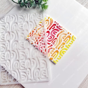 Abstrakta vågor lerschabloner, återanvändbar polymerlera schablon för textur, boho mönster schablon