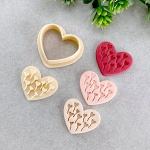 Balloon Hearts Valentine&#39;s Day Clay Stamp and Cutter Set, Polymer Clay Cutter, Cookie & Fondant Cutter, Valentines Clay Cutter with Stamp
