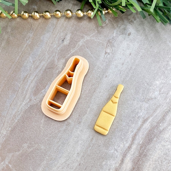 Champagne Bottle Christmas Clay Cutter, Polymer Clay Cutter for Earrings, Winter Cutters for Clay | 2022