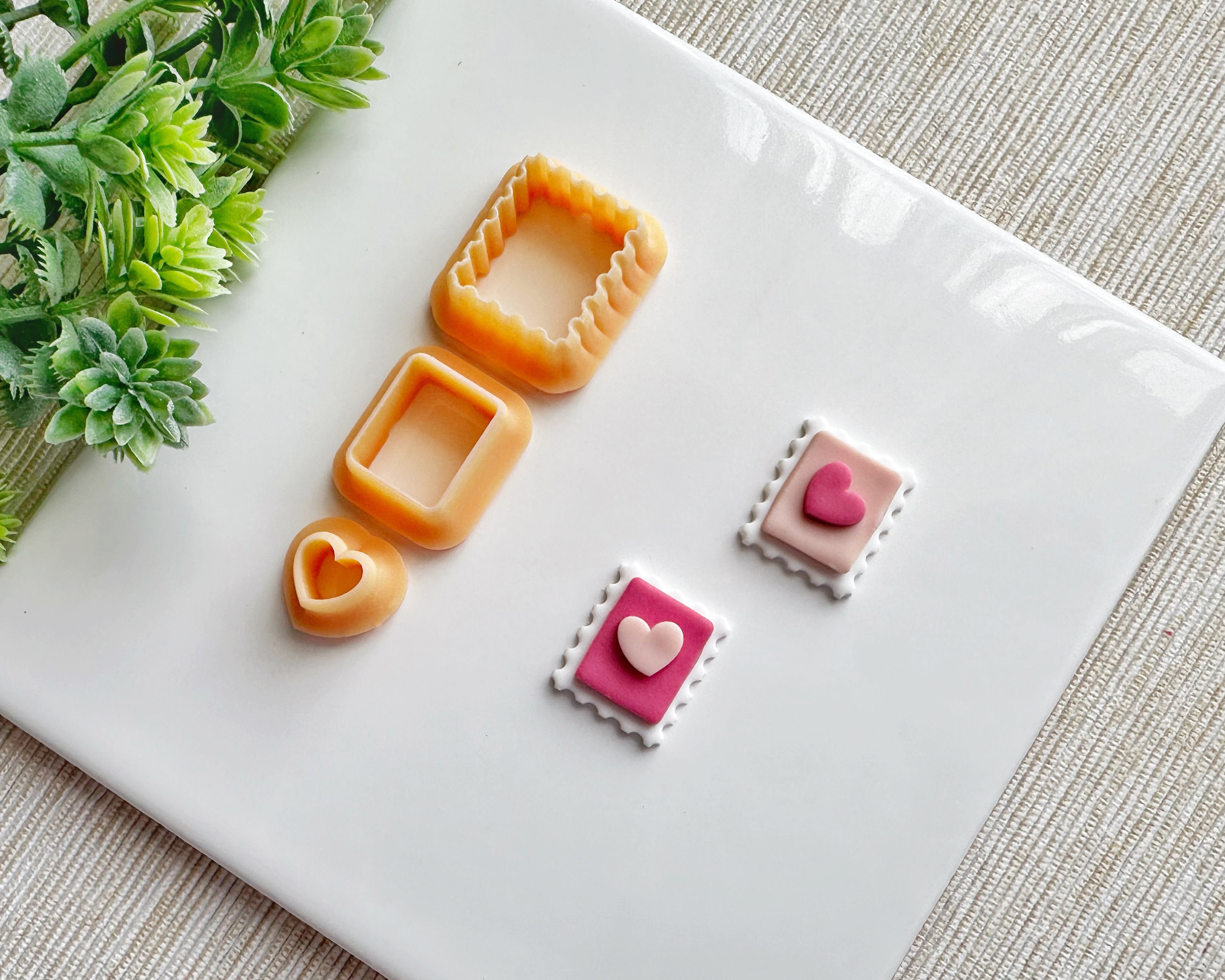 Postage Stamp Clay Cutter Set of 3, Love Themed Polymer Clay