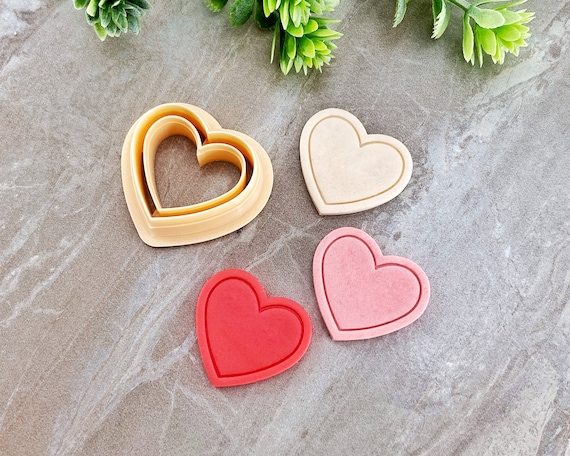 Border Heart Clay Cutters, Heart Shaped Polymer Clay Cutter