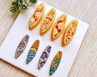 Embossing Surfboards Summer Clay Cutter, Surfboard Summer Polymer Clay Cutter, Embossing Earring and Hair Barrette Cutter