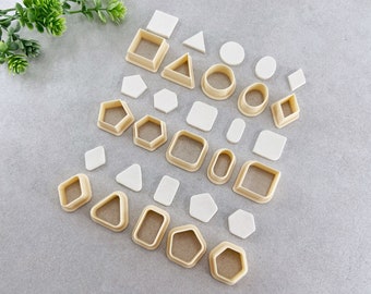 Basic Shapes Clay Cutters, Geometric Shapes Polymer Clay Cutter, Basic Shapes Stud Cutter Set | Circle, Rectangle, Square, Pentagon, Hexagon