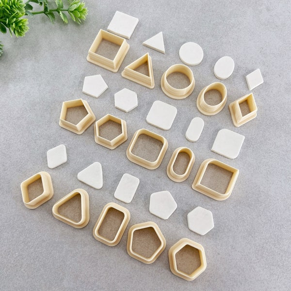 Basic Shapes Clay Cutters, Geometric Shapes Polymer Clay Cutter, Basic Shapes Stud Cutter Set | Circle, Rectangle, Square, Pentagon, Hexagon