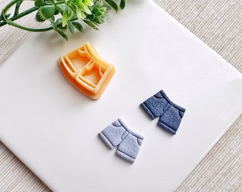 Shorts Summer Clay Cutter, Denim Shorts Summer Polymer Clay Cutter, Cookie & Fondant Cutter, Embossing Summer Clothing Cutter for Clay
