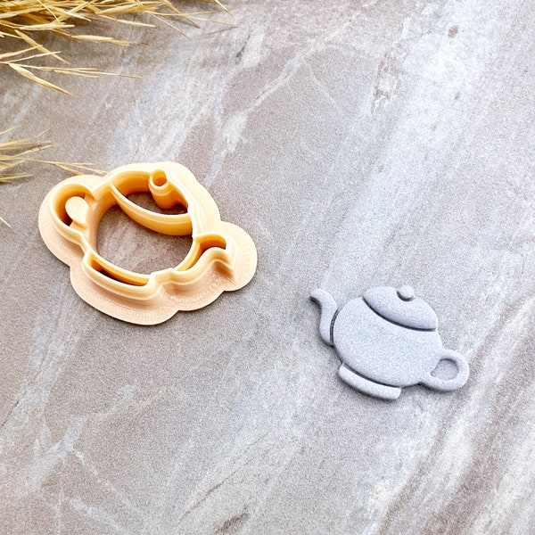 Teapot Clay Cutter, Fall Clay Cutter, Autumn Themed Cutter for Polymer Clay | Single or Mirrored Set