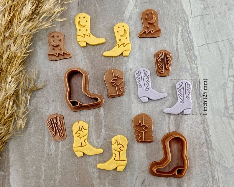 Cowboy Boots Clay Cutter Set With Stamps Embossing Boots Etsy