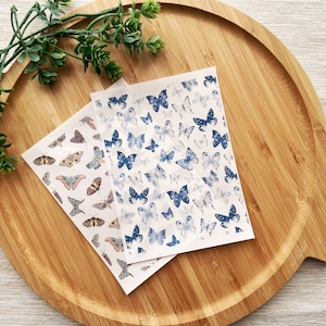 Set di 2 fogli di trasferimento in argilla con farfalle, carta per trasferimento solubile in acqua, trasferimenti di immagini in argilla polimerica
