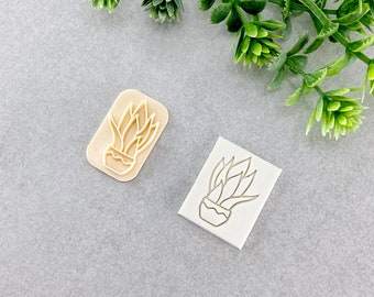 Succulent Plant Clay Stamp, Embossing Sansevieria Polymer Clay Stamp, Soap, Ceramics, Cookie & Fondant Stamp, Snake Plant with Pot