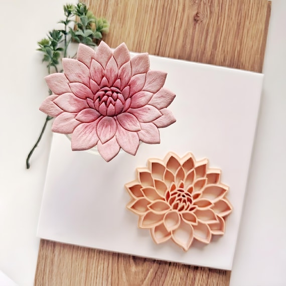 Dahlia Flower Clay Cutter: 4 inch Trinket Dish Tool, Layered Dahlia Ring Bowl Mold