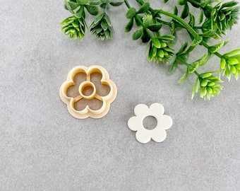 Daisy Donut Clay Cutter, Floral Earring Polymer Clay Cutter, Cookie & Fondant Cutter, 6 Petals Donut Flower Cutter for Clay