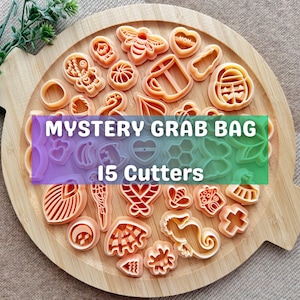 Mystery Grab Bag 15 Ausstecher - Set von 15 Polymer Clay Ausstechern zum Basteln - Überraschungsformen und Designs