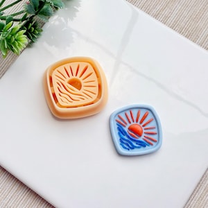 Setting Sun Polymer Clay Cutter – Debossed Summer Sunset Design for Earrings