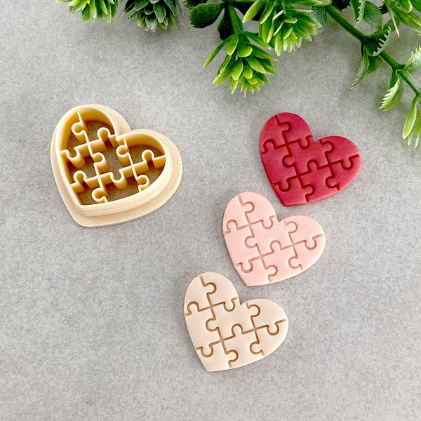 Cortador de arcilla polimérica con forma de corazón para concienciar sobre el autismo, con forma de rompecabezas de amor para joyería de San Valentín.