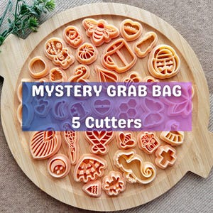 Mystery Grab Bag 5 Ausstecher - Set von 5 Polymer Clay Ausstechern zum Basteln - Überraschungsformen und Designs
