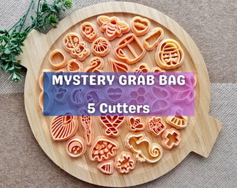 Mystery Grab Bag 5 Cutters - Set of 5 Polymer Clay Cutters for Crafting - Surprise Shapes & Designs