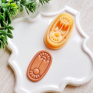 Sun & Moon Ellipse Mystical Clay Cutter, Embossing Mystical Polymer Clay Cutter, Detailed Embossing Witchy Cutter for Clay