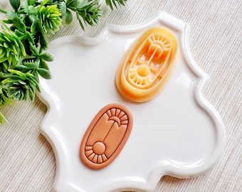Sun & Moon Ellipse Mystical Clay Cutter, Embossing Mystical Polymer Clay Cutter, Detailed Embossing Witchy Cutter for Clay
