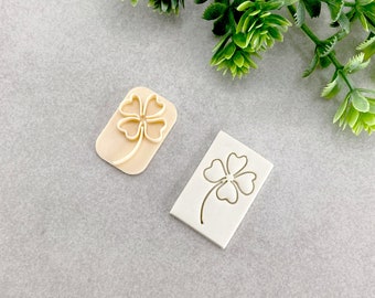 Four Leaf Clover Clay Stamp, Embossing Polymer Clay Stamp, Soap, Ceramics, Cookie & Fondant Stamp, Botanical Clay Stamp | 11R