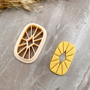 Oval Diamond with Lines Clay Cutter, Polymer Clay Earring Cutter, Embossing Art Deco Clay Cutter