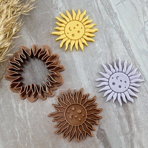 Celestial Sun Clay Cutter with Stamp, Embossing Sun Polymer Clay Cutter, Cookie & Fondant Cutter | SunflowerBlossomsB Collab