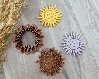 Celestial Sun Clay Cutter with Stamp, Embossing Sun Polymer Clay Cutter, Cookie & Fondant Cutter | SunflowerBlossomsB Collab