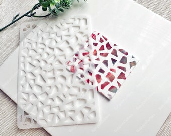 Terrazzo Clay Stencil Sheet, Reusable Polymer Clay Stencil for Texture, Pebble Rock Pattern Stencil