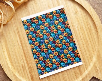 Orange Pansies Clay Transfer Sheet, Water Soluble Transfer Paper, Polymer Clay Image Transfers, Fall Transfer Sheet