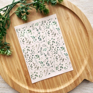 Weiche grüne Blätter Spring Clay Abziehbild, wasserlösliches Transferpapier, Polymer Clay Bildtransfers