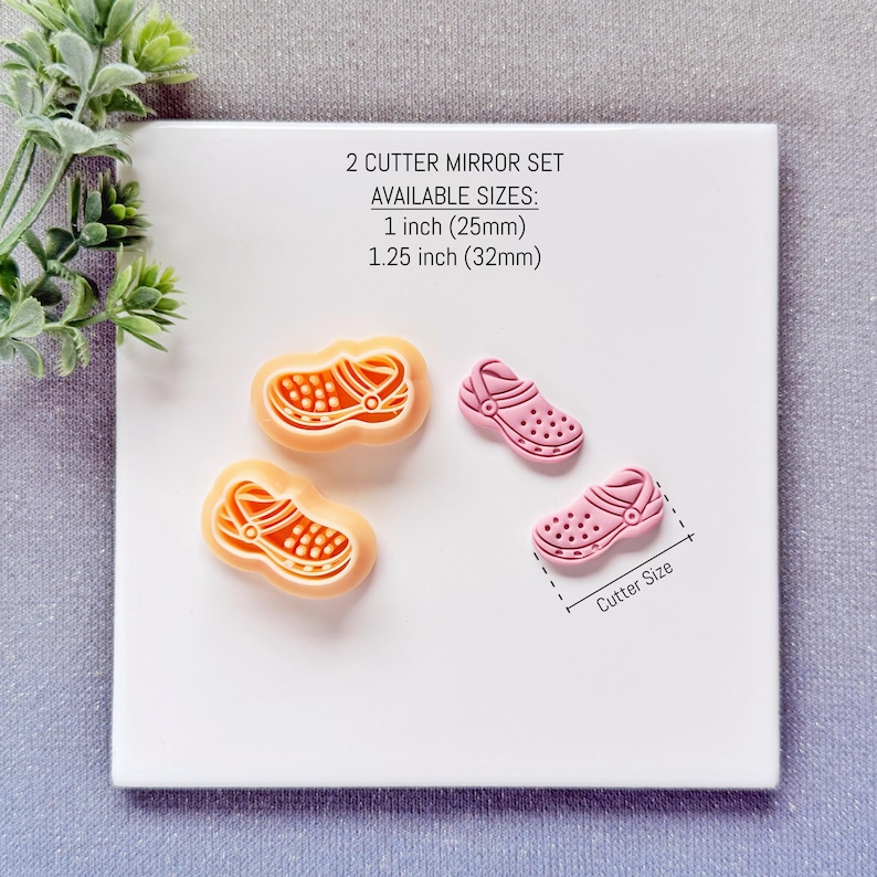 Garden Clog Polymer Clay Cutter Set, Comfort Shoe Jewelry Tool, Mirrored Pair Earring Set image 2