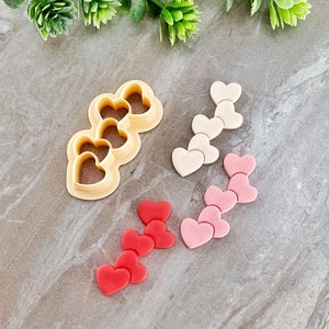 Stacked Hearts Clay Cutter, Heart Shaped Polymer Clay Cutter, Cookie & Fondant Cutter, Valentines Day Clay Cutter
