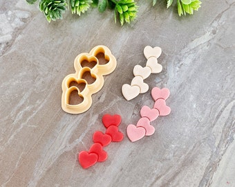 Stacked Hearts Clay Cutter, Heart Shaped Polymer Clay Cutter, Cookie & Fondant Cutter, Valentines Day Clay Cutter