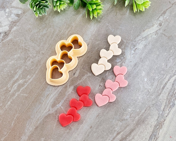 Stacked Hearts Clay Cutter, Heart Shaped Polymer Clay Cutter, Cookie &  Fondant Cutter, Valentines Day Clay Cutter 