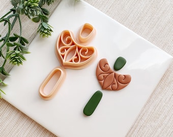 Ornate 3 Tier Drop Spring Clay Cutter Set of 3, Embossing Polymer Clay Cutter, Detailed Embossing Floral Cutter for Clay
