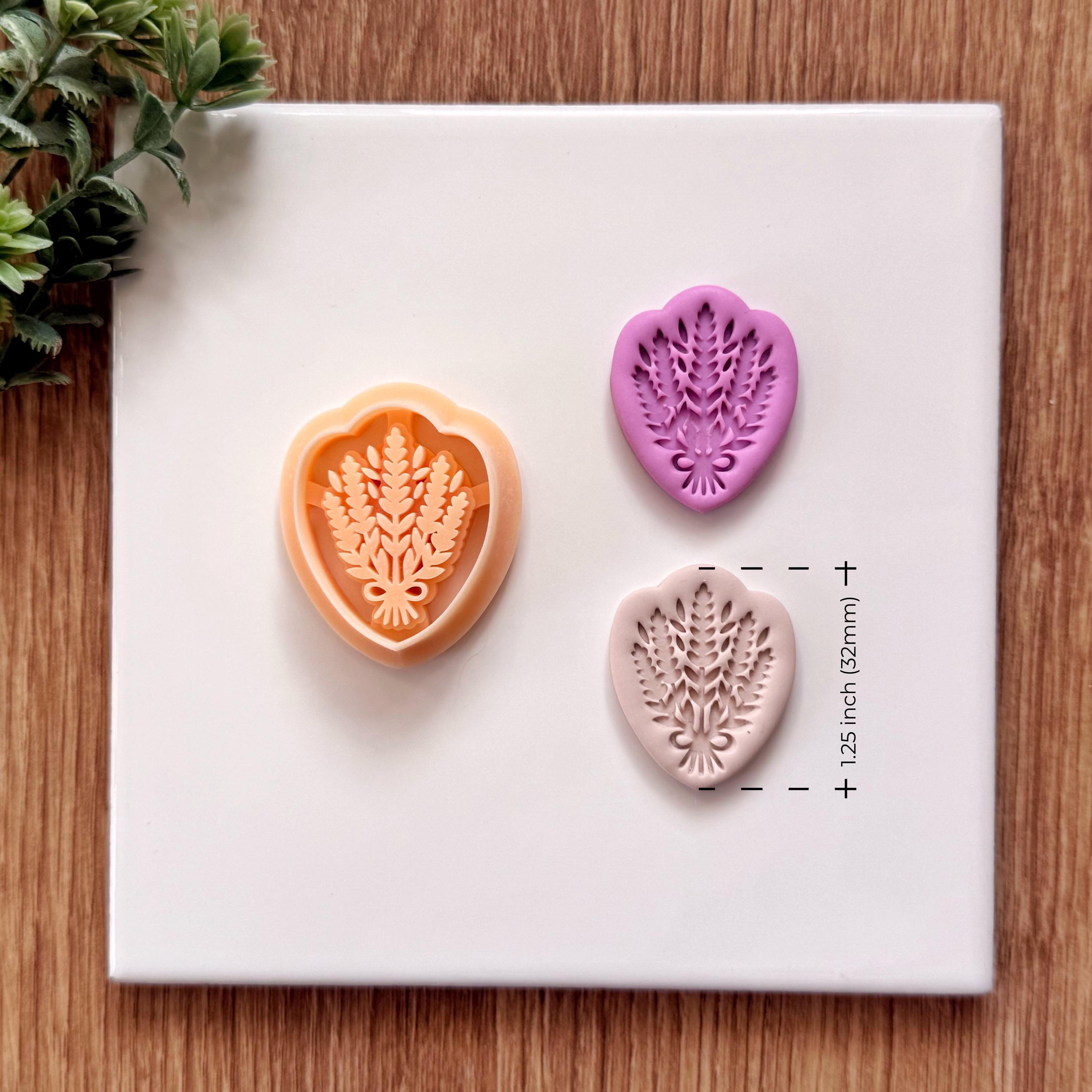 Thread Cutter Medallion Lavender Bouquet Medallion Clay Cutter, Embroidery Style Floral Jewelry ...