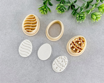Easter Eggs Clay Cutter Set, Embossing Polymer Clay Cutter, Cookie, Fondant Cutter, Easter Clay Cutters for Polymer Clay