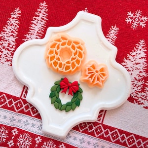 Julkrans med rosett lerskärare – 3,8 cm och 1,8 cm polymerleraverktyg för julörhängen