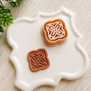 Debossing Arch Tile Spring Clay Cutter, Embossing Polymer Clay Cutter, Detailed Debossing Floral Cutter for Clay