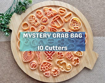 Mystery Grab Bag 10 Cutters - Set of 10 Polymer Clay Cutters for Crafting - Surprise Shapes & Designs