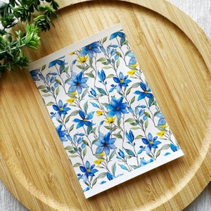 Blue & Yellow Flowers Floral Clay Transfer Sheet, Water Soluble Transfer Paper, Polymer Clay Image Transfers