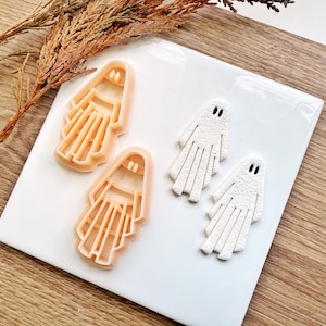 Spooky Ghost Clay Cutter – 2 Inch Earring Tool – Optional Mirror – Halloween 2025 Polymer Clay Cutter