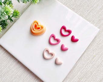 Heart Donut Cutout Clay Cutter, Heart Shaped Polymer Clay Cutter, Valentines Day Clay Cutter