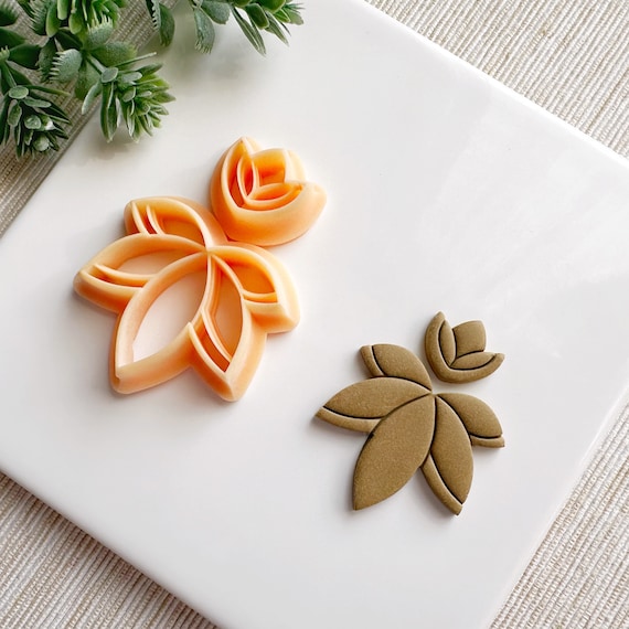 Lotus Spring Dangle Clay Cutter Set, Embossing Polymer Clay Cutter, Detailed Embossing Cutter for Clay